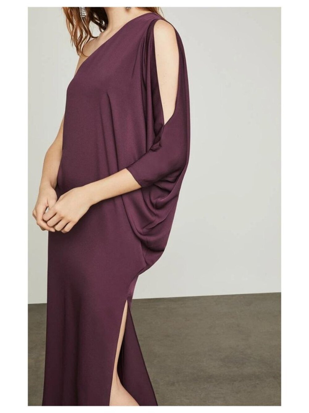 BCBGMAXAZRIA Venetian Rose Cascading One Shoulder Gown Maxi Dress Greek Goddess - Picture 3 of 14